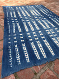 Vintage African Indigo Denim Shibori Mudcloth 56” L x 39” W Textile | No. 108