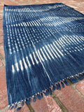 Vintage African Indigo Denim Shibori Mudcloth 58” L x 43” W Textile | No. 104