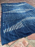 Vintage African Indigo Denim Shibori Mudcloth 58” L x 43” W Textile | No. 104