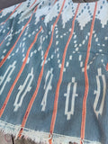 Vintage African Faded Indigo Baule Mudcloth + Peach 56”L x 41”W Textile | No.158