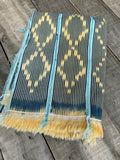 Vintage African Indigo Baule Mudcloth Blue Stripes + Gold 55”L x 40”W | No. 144