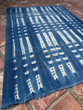 Vintage African Indigo Denim Shibori Mudcloth 56” L x 39” W Textile | No. 108