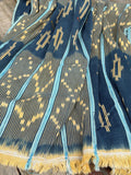 Vintage African Indigo Baule Mudcloth Blue Stripes + Gold 55”L x 40”W | No. 144