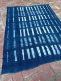 Vintage African Indigo Denim Shibori Mudcloth 60” L x 44” W Textile | No. 178