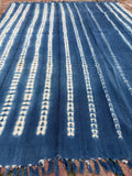 Vintage African Indigo Denim Shibori Mudcloth 59” L x 44” W Textile | No. 150
