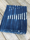 Vintage African Indigo Denim Shibori Mudcloth 58” L x 43” W Textile | No. 104