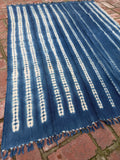 Vintage African Indigo Denim Shibori Mudcloth 59” L x 44” W Textile | No. 150