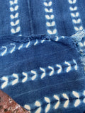 Vintage African Indigo Denim Shibori Mudcloth 60” L x 41” W Textile | No. 119