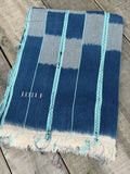 Vintage African Indigo Baule Mudcloth Blue Stripes 56”L x 40”W Textile | No. 145