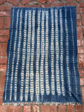 Vintage African Fade Indigo Denim Shibori Mudcloth 59”L x 43”W Textile | No. 173