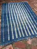 Vintage African Indigo Denim Shibori Mudcloth 59” L x 41” W Textile | No. 147