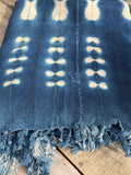 Vintage African Indigo Denim Shibori Mudcloth 58” L x 43” W Textile | No. 107