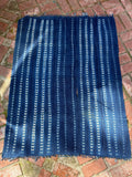 Vintage African Indigo Denim Shibori Mudcloth 57” L x 43” W Textile | No. 165