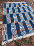 Vintage African Indigo Baule Mudcloth 57” L x 42” W Orange Stripes | No. 125