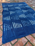 Vintage African Indigo Denim Shibori Mudcloth 60” L x 42” W Textile | No. 116