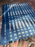 Vintage African Fade Indigo Denim Shibori Mudcloth 54”L x 41”W Textile | No. 164