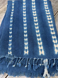 Vintage African Indigo Denim Shibori Mudcloth 55” L x 41” W Textile | No. 174