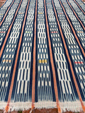 Vintage African Indigo Baule Mudcloth Orange Stripes 55” L x 42” W | No. 123