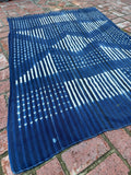 Vintage African Indigo Denim Shibori Mudcloth 62” L x 44” W Textile | No. 121