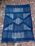 Vintage African Indigo Denim Shibori Mudcloth 62” L x 44” W Textile | No. 121