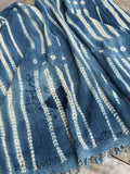 Vintage African Indigo Denim Shibori Tribal Mudcloth 58” L x 39” W | No. 146