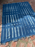 Vintage African Indigo Denim Shibori Mudcloth 56” L x 45” W Textile | No. 163