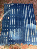 Vintage African Indigo Denim Shibori Mudcloth 58” L x 47” W Textile | No. 166