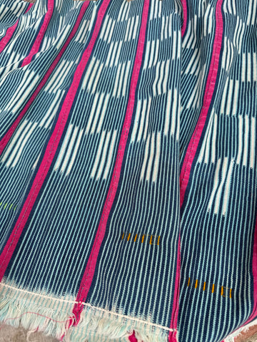 Vintage African Indigo Baule Mudcloth Pink Stripes 54”L x 42”W Textile | No. 161
