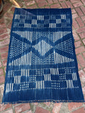 Vintage African Indigo Denim Shibori Mudcloth 64” L x 43” W Textile | No. 141