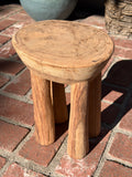 Vintage African Light Wooden Lobi Stool 12” Tall x 9 3/8” - 8 1/4” Diameter