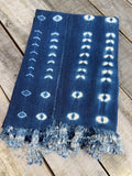 Vintage African Indigo Denim Shibori Mudcloth 58” L x 43” W Textile | No. 156