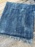 Vintage African Faded Indigo Denim Mossi Mudcloth 71”L x 31”W Textile | No. 133