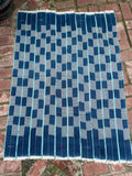 Vintage African Indigo Baule Mudcloth Blue Stripes 56”L x 40”W Textile | No. 145