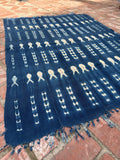 Vintage African Indigo Denim Shibori Mudcloth 58” L x 43” W Textile | No. 107