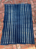 Vintage African Indigo Denim Shibori Mudcloth 55” L x 41” W Textile | No. 174