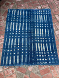 Vintage African Indigo Denim Shibori Mudcloth 59” L x 48” W Textile | No. 103