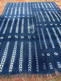 Vintage African Indigo Denim Shibori Mudcloth 56” L x 41” W Textile | No. 162