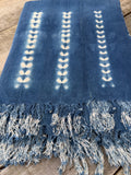 Vintage African Indigo Denim Shibori Mudcloth 56” L x 45” W Textile | No. 163