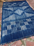 Vintage African Indigo Denim Shibori Mudcloth 64” L x 43” W Textile | No. 141