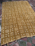 Vintage African Mudcloth Mustard Yellow 59” L x 43” W Textile | No. 148
