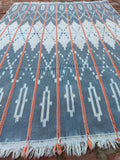 Vintage African Faded Indigo Baule Mudcloth + Peach 56”L x 41”W Textile | No.158