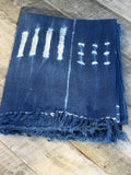 Vintage African Indigo Denim Shibori Mudcloth 60” L x 42” W Textile | No. 116
