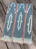 Vintage African Faded Indigo Baule Mudcloth + Peach 56”L x 41”W Textile | No.158