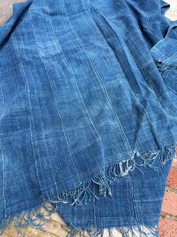 Vintage African Indigo Denim Mossi Mudcloth 79”L x 43”W Textile Throw | No. 169