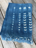 Vintage African Indigo Denim Shibori Mudcloth 58” L x 42” W Textile | No. 179