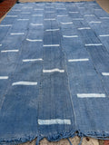 Vintage African Mudcloth Faded Indigo Textile 62” L x 41” W Throw | No. 168