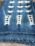 Vintage African Indigo Denim Shibori Mudcloth 56” L x 39” W Textile | No. 108