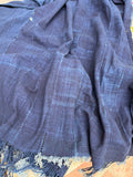 Vintage African Indigo Denim Mossi Mudcloth Throw 82”L x 51”W Textile | No. 160