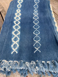 Vintage African Indigo Denim Shibori Mudcloth 59” L x 41” W Textile | No. 147