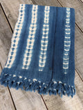 Vintage African Indigo Denim Shibori Mudcloth 59” L x 44” W Textile | No. 150